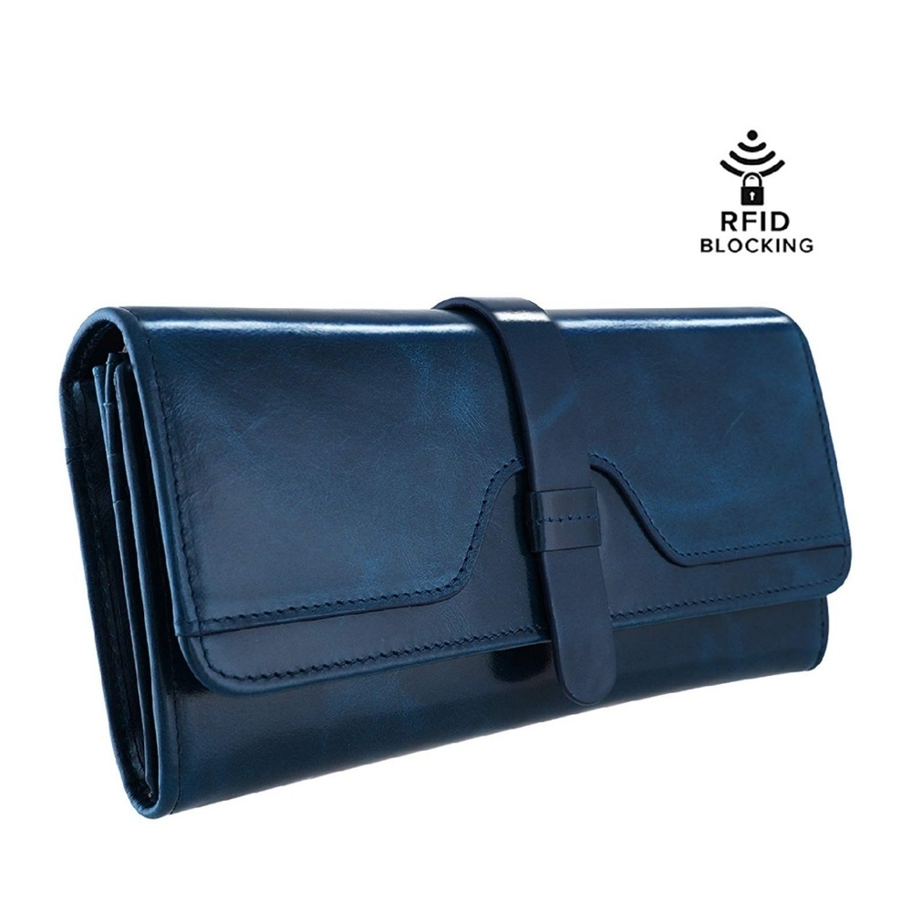 Kattee brand RFID Blocking!!! Blue leather wallet